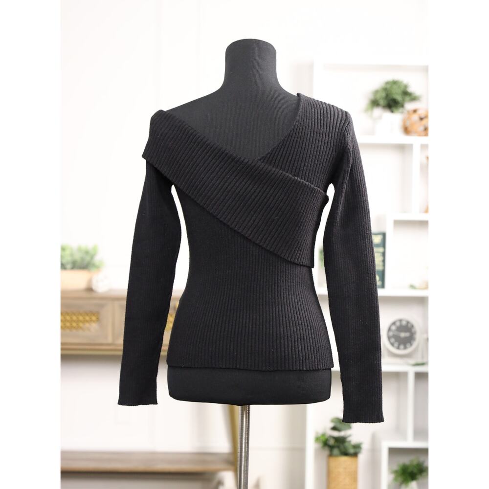 Revolve Quiet Luxury Greylin Penny Off Shoulder Ribbed Sweater Top Black S - Picture 6 of 13
